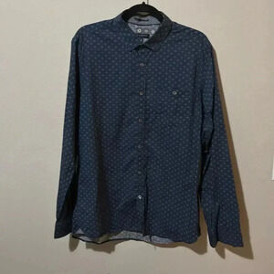 Ted Baker London | 100% Cotton button down, size 5. Navy blue with print. EUC